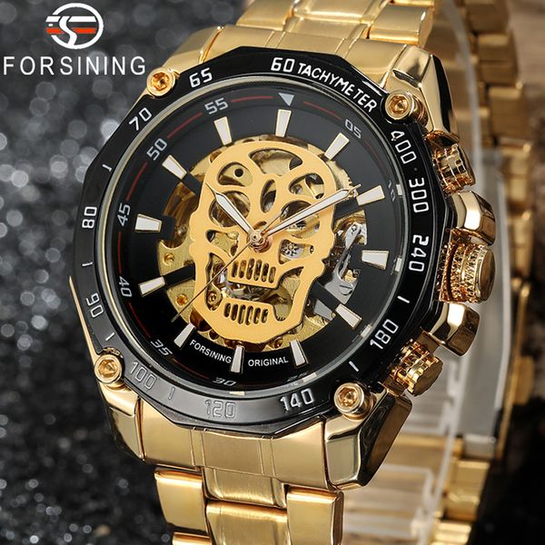 

relogio masculino forsining men watch sport automatic mechanical man wristwatch skull skeleton male clock 0684, Slivery;brown