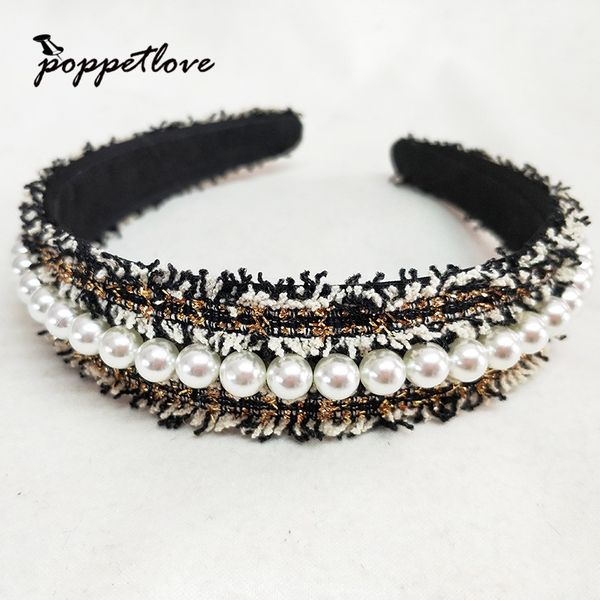 

pearl tiara zebra stripes headband crown jewelry women comfortable headpiece wedding hair accessories headbands, Golden;white