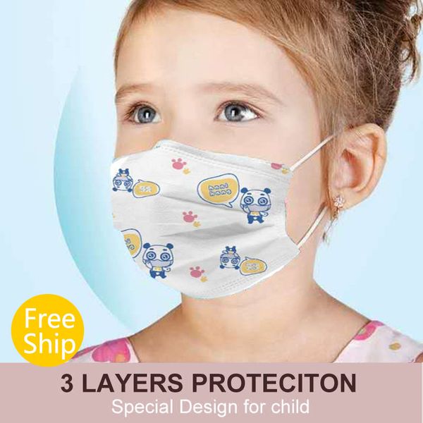 

200pcs/lot disposable face mask respirator for children anti-dust sending 95% filtering rate 50pcs per box kid face mask 3 layers