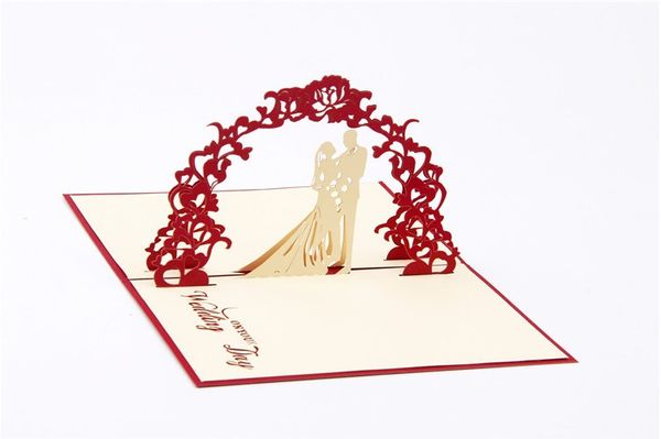 

Creative Sweety Wedding Greeting Kirigami Card 3D Pop Up Paper Laser Cut Custom Postcards Wishes Gifts for lover