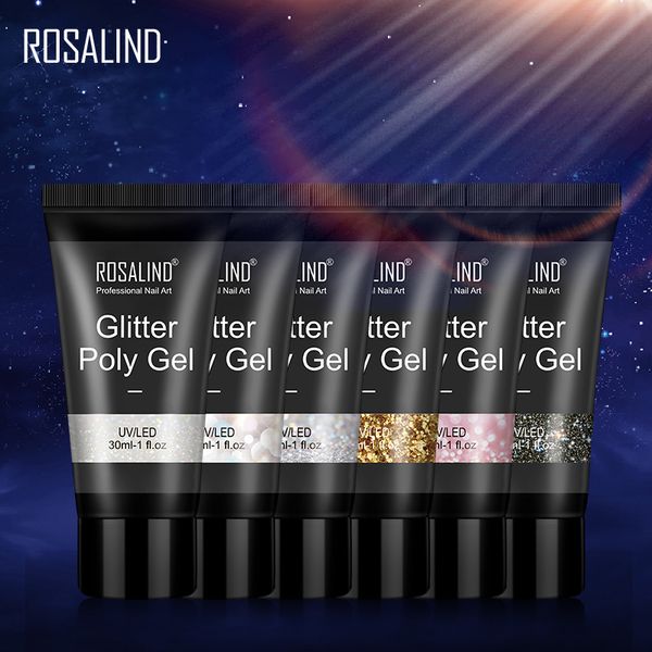 

rosalind glitter polygel 15ml/30ml uv builder gel nail polish lacquer of nail extension art design all for manicure base