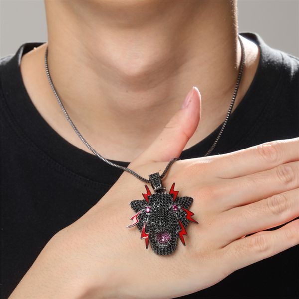 

ale mens hiphop jewelry black gold color cz dragon pendant necklace nice gift for boy friend, Silver