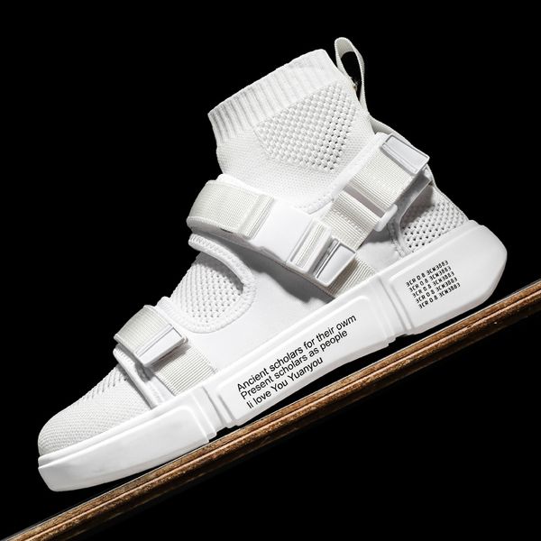 

2019 men fashion casual shoes outdoor comfortable white sneakers new autumn winter popular hight-walking shoes high quality, Black