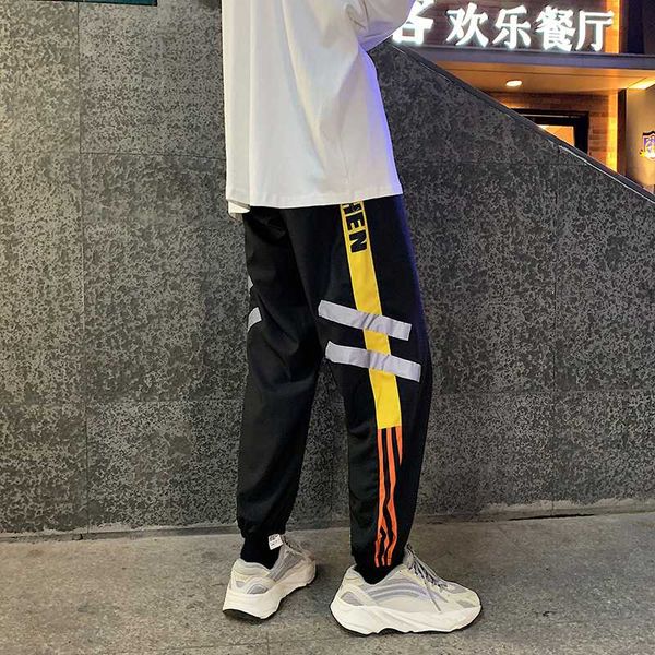 

mens joggers spring pants fashion skinny sweatpants striped slim fitted track pants men gyms clothing harem pant casual, Black