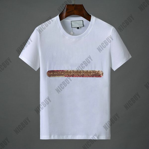 

2019 designer brand mens t-shirts luxury fashion summer italy europe embroidery sequins classic striped letter t shirt tee tshirt, White;black