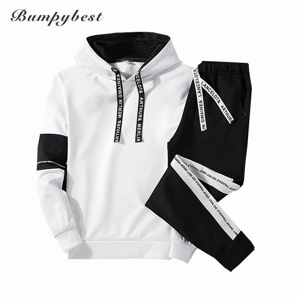 

bumpybeast 2017 men set clothing hoodies+pants sets sweatshirt cotton casual patchwork tracksuit men brand 2 pieces 738, Gray