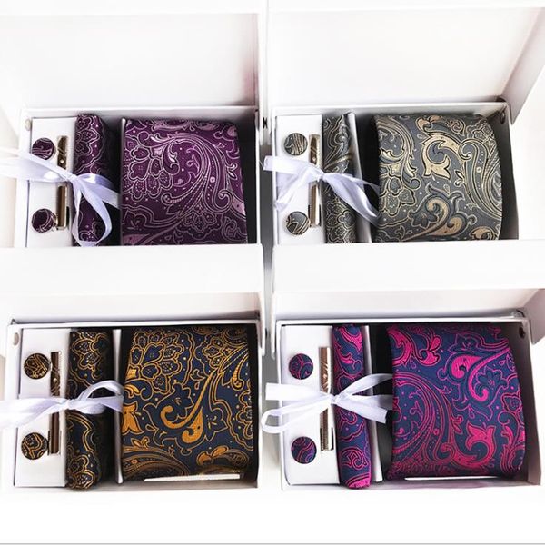 

tie box 6 pieces suit paisley tie wedding box tie suit, Blue;purple