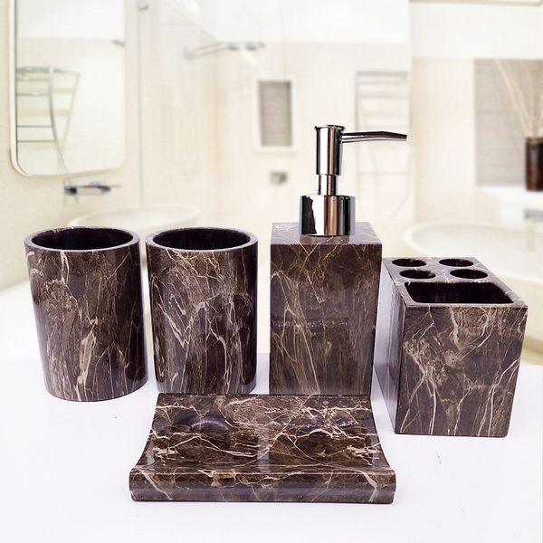 

european wash set marble resin bathroom five-piece upscale bathroom kit brushing toothbrush holder lotion bottle