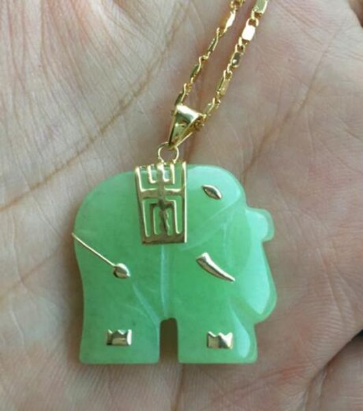 

gt;&gt;&gt;asian natural green jade elephant pendant necklace, Silver
