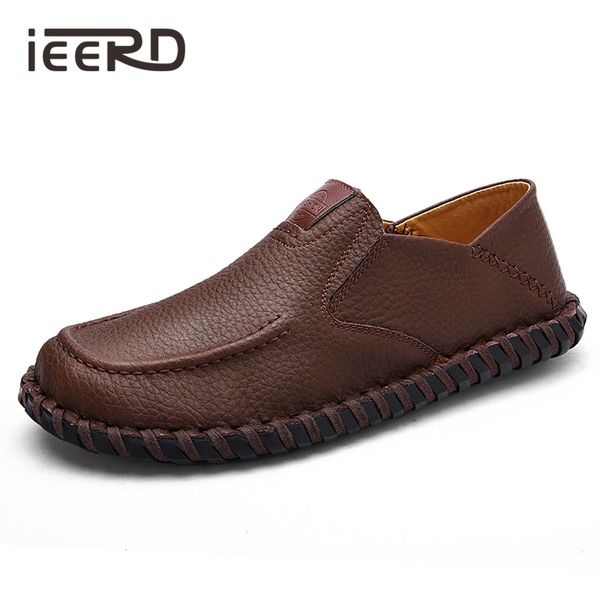 

spring/autumn hand-made men loafers leisure split leather shoes super soft men flats casual shoes footwear, Black