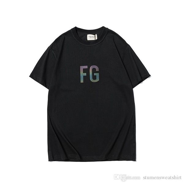 

mens t-shirt fear of god trend brand t-shirt europe usa high street color fg letter printing round neck short sleeve tee, White;black