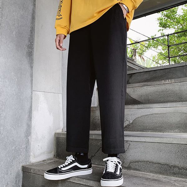 

men's casual pants autumn 2019 new style korean-style trend sports straight-cut pants loose-fit solid color bai da xiao suit pan, White;black