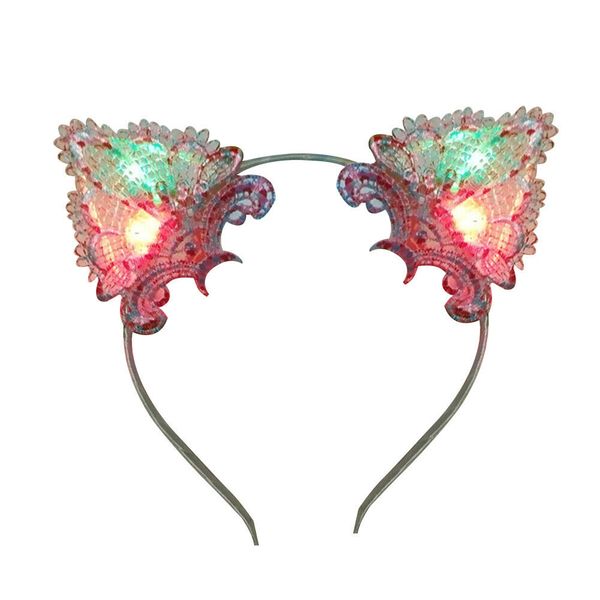 

украшения партии для детей волос обруч симпатичные уши led cat hairband light up party дети девушки украшения партии золота, Slivery;white