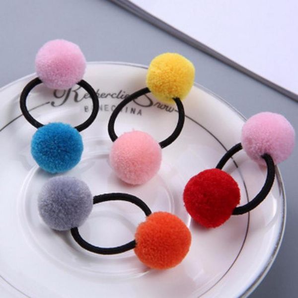 

2000pcs girls' pompom hair ties double pom pom elastic hair band ropes, Slivery;white
