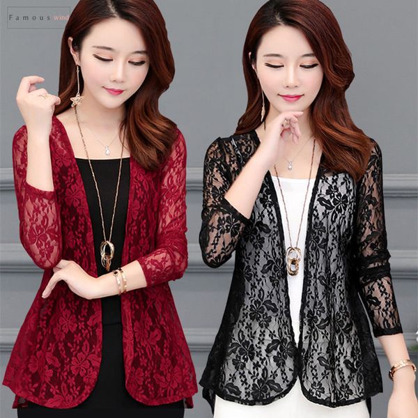 

women kimono cardigan sun blouse shirt boho beach lace long chiffon cover ups sunscreen summer sunproof outwear long sleeve, White
