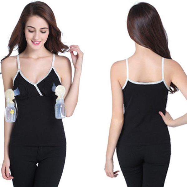 

Hands-free Breast Pump Nursing Bras Maternity Tops Breastfeeding Vest Solid Cotton Bra Nursing 2017 Maternity Straps Women Vest