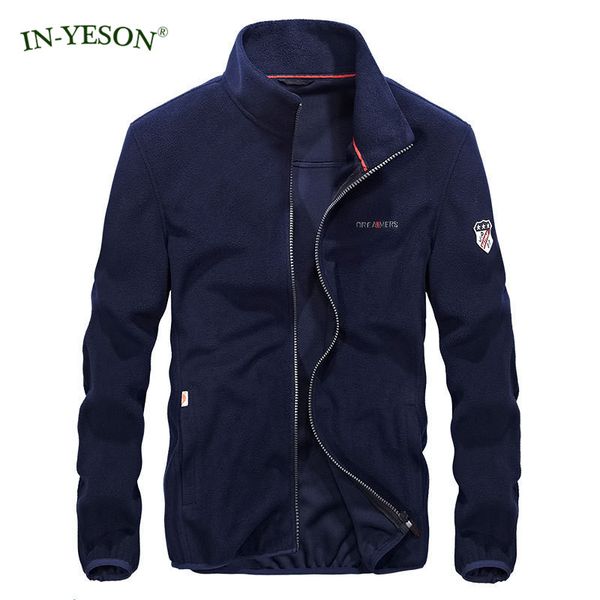 

brand clothing in-yeson spring autumn fleece jacket men jaqueta masculina solid color zipper stand collar casual men jacket, Black;brown