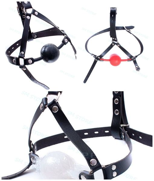 

#r45 silicone lockable with leather gag solid 48mm ball big mouth head lock harness