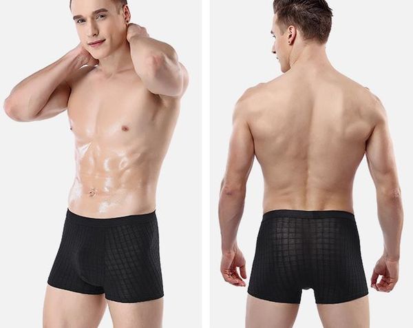 

mens designer mid waist underwear breathable skinny men casual underpants solid color fashion males boxers, Black;white