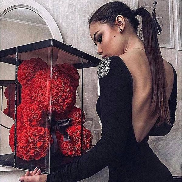 

artificial flowers rose bear multicolor plastic foam rose teddy bear girlfriend valentines day gift birthday party decoration