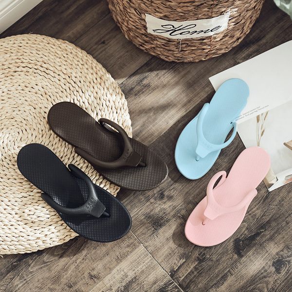 

2019 summer women's retro sandals flip-flops flat shoes leather ladies, Black