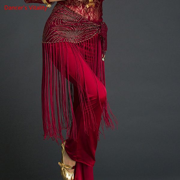 

2018 new wholesale belly dance belt for girls belly dance hip scarf tassel belt women clothing, Black;red