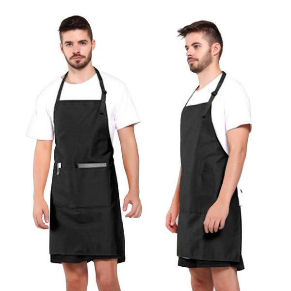 

adjustable waterproof solid color pocket home kitchen cooking bbq apron material life waterproof durable wear-resistant
