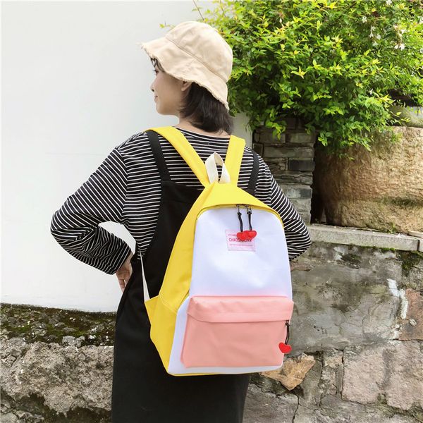 

2020 new ladies backpack korean fashion casual simple contrast color harajuku style large capacity women's backpack