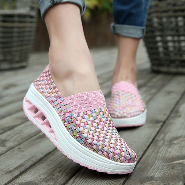 

jaycosin women slip on loafers ladies spring autumn casual comfortable flats female breathable stretch cloth breathable shoes, Black