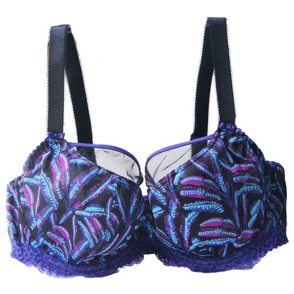 

30 32 34 46 48 40 42 44 d dd ddd e f g h j jj k women plus size full coverage ultra thin underwire floral minimizer bra, Red;black