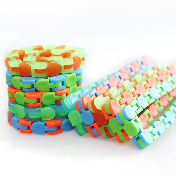 

children wacky tracks snap and click fidget toys diy kids autism snake puzzles sensory educational decompression toy