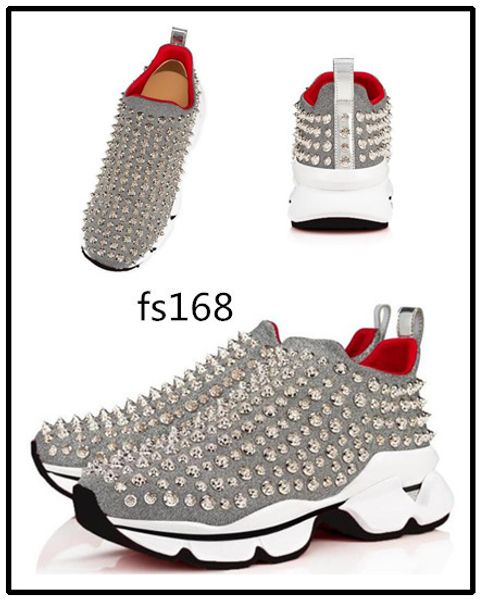 

original box brand designer red bottom spike sock sneaker men women low casual shoes black spike sock shoes 2