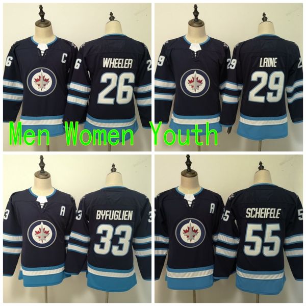 

Men Women Youth Kids Winnipeg Jets #26 Blake Wheeler 29 Patrik Laine 33 Dustin Byfuglien 55 Mark Scheifele Jerseys All Stiched Hockey Jersey