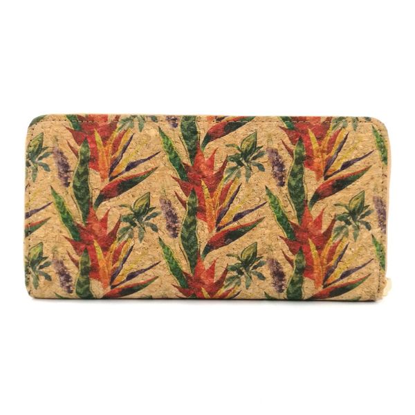 

amable flower pattern long cork wallet cork coin purse, Red;black