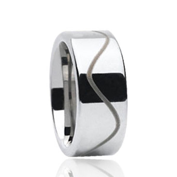 

wave line laser engraving tungsten ring wholesales 8mm for men, Silver