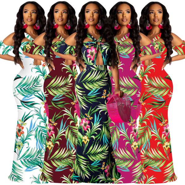 

women evening party long dresses high waist hollow out spaghetti strap summer printed maxi dress, Black;gray