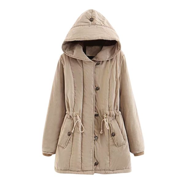 

jaycosin popular ladies thick cotton jacket long hooded solid color fashion warm casual jacket autumn winter new shelves, Black