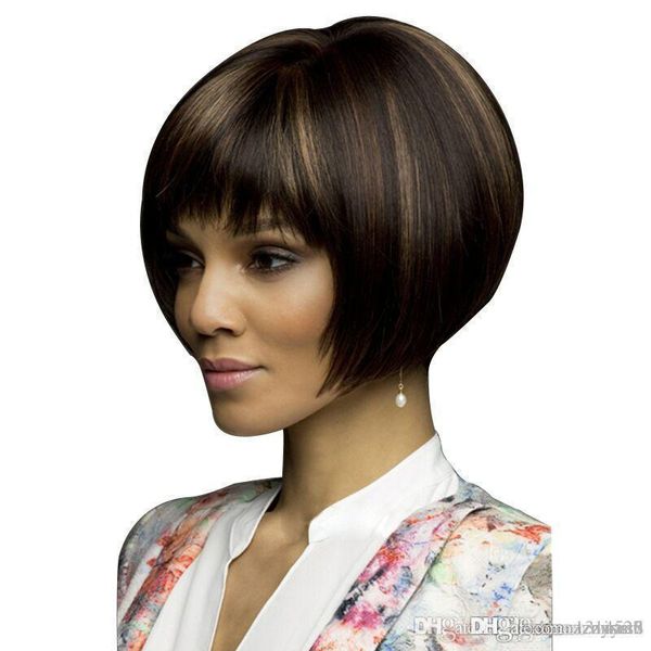 

women's short straight hair wig wig beauty african european and american popular wig edsz, Black