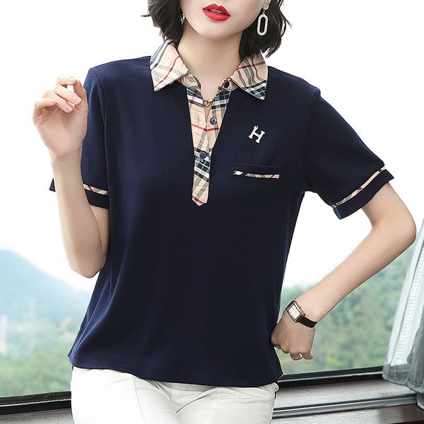 

lapel t- women's 2020 duan xiu sports polo shirt women's large size t-shirt middle-aged mother casual all-match top, White