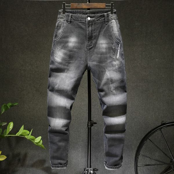 

men's jeans men hip hop style harem pants mid rise denim wash, Blue