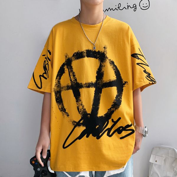

2020 летних коротких рукава harajuku корея моды гот tshirt streetwear one piece hip hop rock punk мужчины лучшие тисы тенниска одежда, White;black