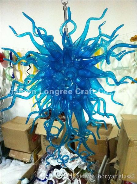 

C07-Free Shipping European Style Blue Colored Murano Glass Cheap Chandeliers Blown Glass Pendant Lamps for Home Decor