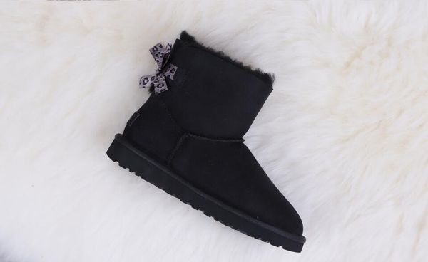 

2019 black ugly snow boots classic mini ii bow exotic style snow boots size 35-40
