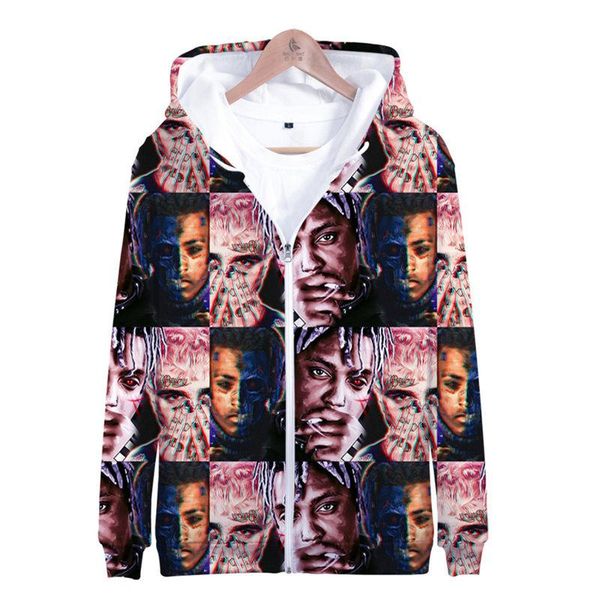 

hoodies cardigan long sleeve digital print mens sweatshirts with zipper casual mens loose hoodies juice wrld mens, Black