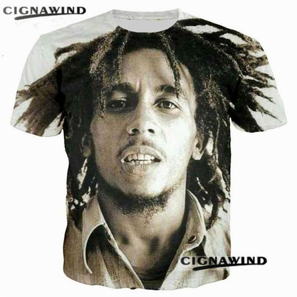 

new fashion tees singer rap hip hop t-shirts reggae originator bob marley 3d print t shirt men/women casual o-neck streetwear, White;black