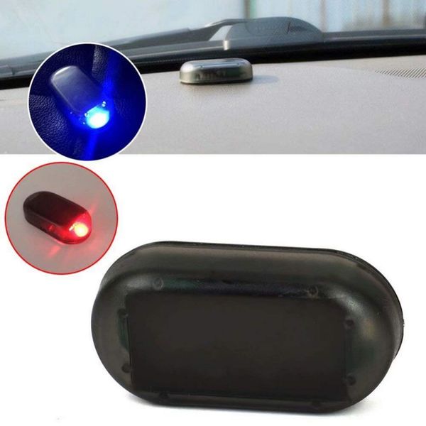 

universal car fake solar power alarm lamp security system warning theft flash blinking anti-theft caution led light blue/red