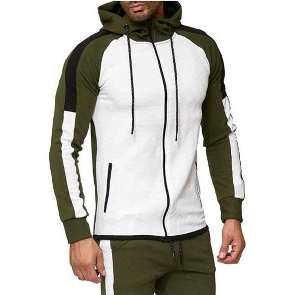

brand 2019 hoodies men striped patchwork gyms hooded cardigan zipper sweatshirt mens hoodie hip hop sportswear tracksuit coat, Black