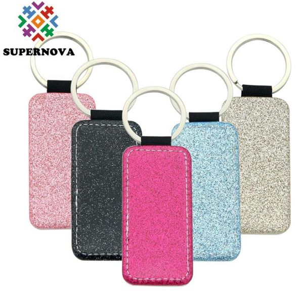 

300pcs bag part sublimation blank colorful pu keychain accessories, Black