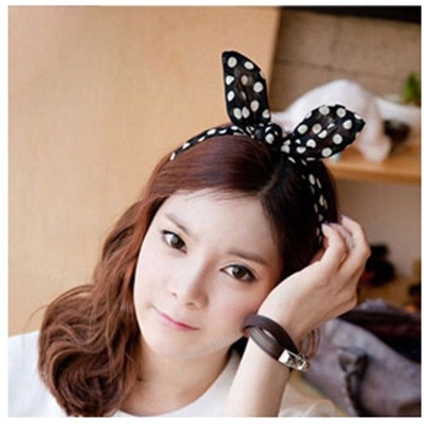 

лук горошек оголовье нового ухо кролика оголовье разнообразие шифон мода кролик оголовье, Black;brown