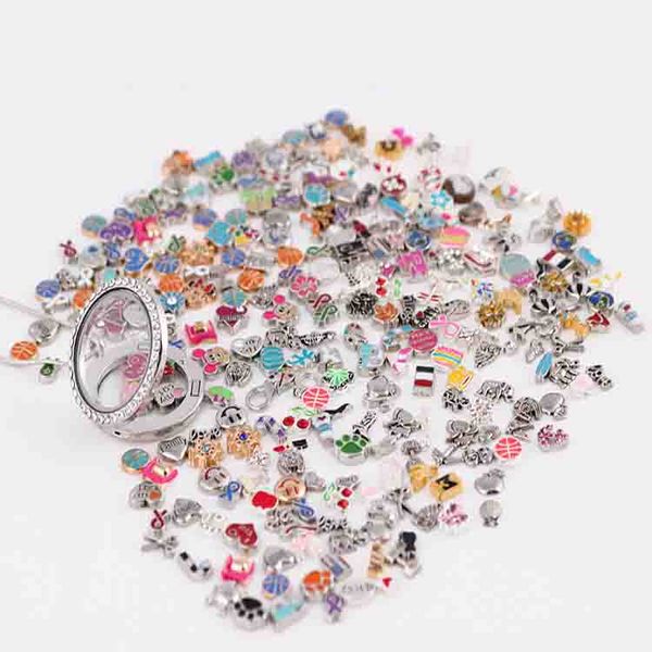 

wholesale 2018 new types 200pcs (at least 200 different styles will be included) mixed floating charms for zinc alloy glass living lockets, Bronze;silver